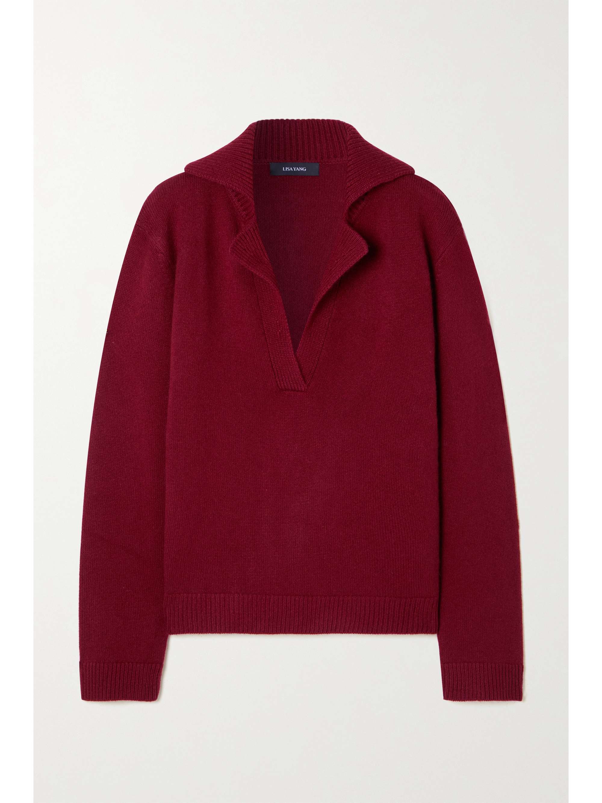 Burgundy Celeste cashmere polo sweater 