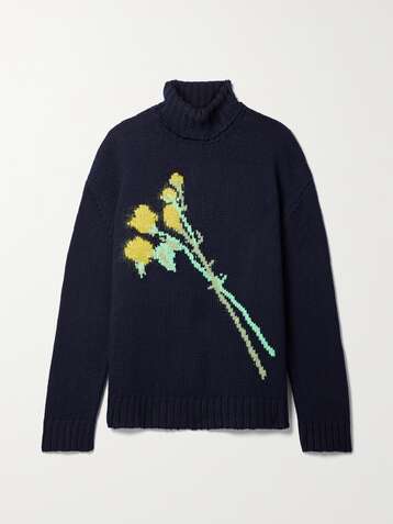 BERNADETTE Sofia Rollkragenpullover aus einer Merinowollmischung mit Intarsienmuster