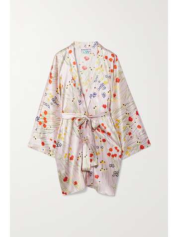 BERNADETTE Peignoir belted floral-print stretch-silk satin robe