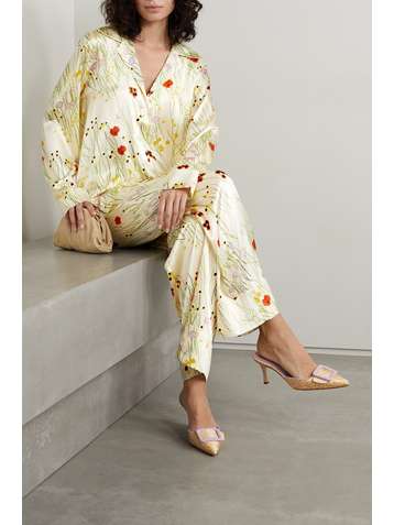 BERNADETTE Louis Pyjama-Hemd aus Satin aus Stretch-Seide mit Blumenprint
