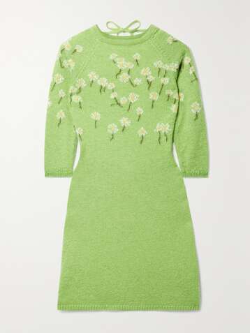 BERNADETTE Camilla open-back intarsia mohair-blend mini dress