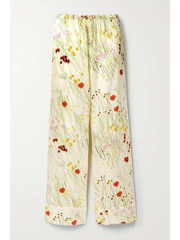 BERNADETTE Louis floral-print stretch-silk satin pajama pants