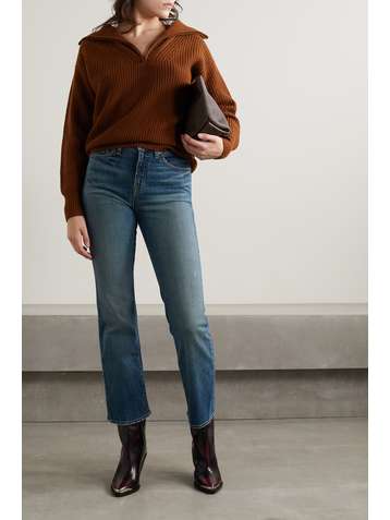 NILI LOTAN Cropped mid-rise bootcut jeans