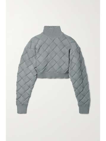 HERVÉ LÉGER Cropped knitted turtleneck sweater