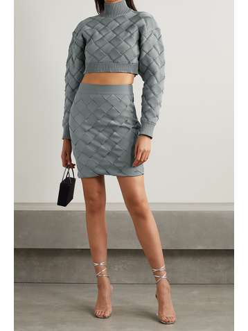 HERVÉ LÉGER Cropped knitted turtleneck sweater
