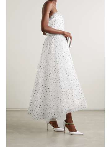 MONIQUE LHUILLIER Strapless glittered tulle dress