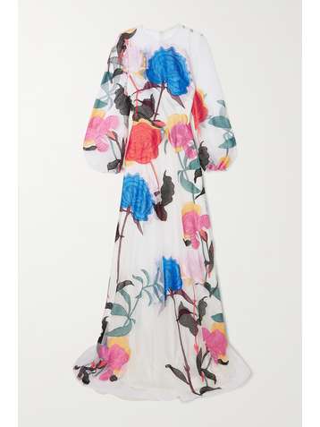 MONIQUE LHUILLIER Floral-embroidered tulle gown