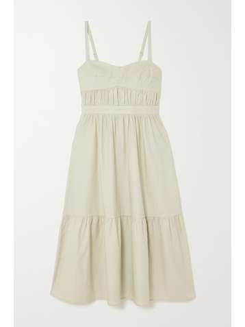 REFORMATION Lauretta ruched shirred organic cotton-blend poplin midi dress