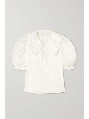 REFORMATION Lodge ruffled tie-neck organic cotton-blend poplin blouse