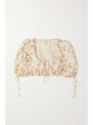 REFORMATION + NET SUSTAIN Marcella cropped floral-print organic cotton-blend top