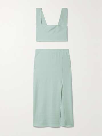 REFORMATION Ozzie ribbed stretch-TENCEL Lyocell top and skirt set
