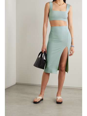 REFORMATION Ozzie ribbed stretch-TENCEL Lyocell top and skirt set