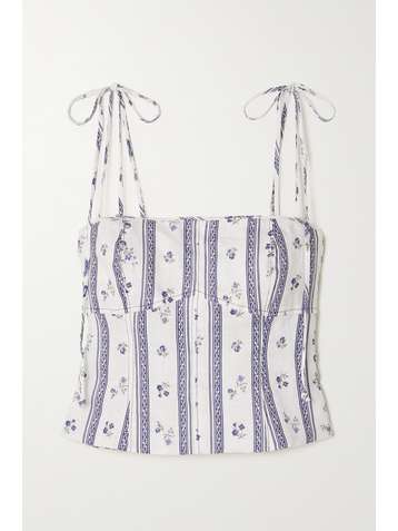 REFORMATION Blanchard shirred printed linen camisole