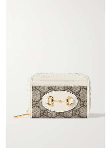 GUCCI Horsebit 1955 small leather-trimmed printed coated-canvas cardholder