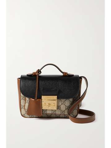 GUCCI Sac à main en toile enduite imprimée et en cuir Padlock
