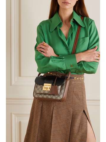 GUCCI Sac à main en toile enduite imprimée et en cuir Padlock