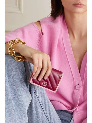 GUCCI GG Marmont two-tone quilted textured-leather wallet