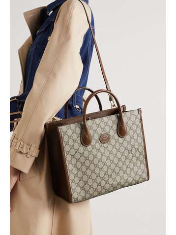 GUCCI Ophidia Luggage Tote aus beschichtetem Canvas mit Print und Lederbesätzen