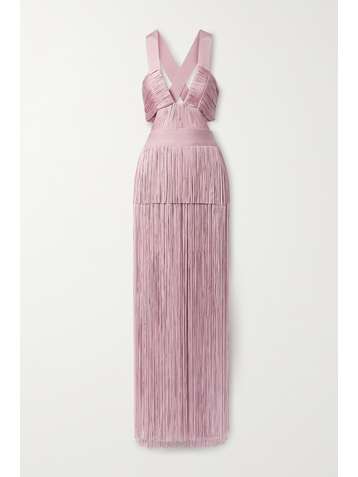 HERVÉ LÉGER Robe du soir en bandage à franges et à découpes