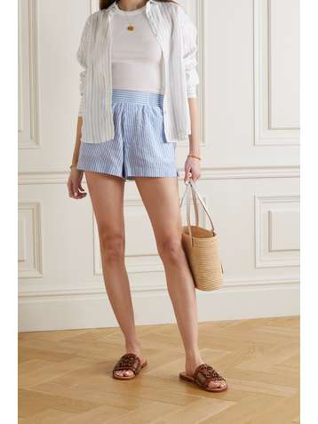 REFORMATION Edward striped woven shorts