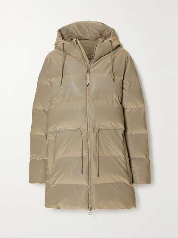 RAINS Hooded quilted coated-shell jacket