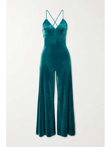 NORMA KAMALI Open-back stretch-velvet jumpsuit