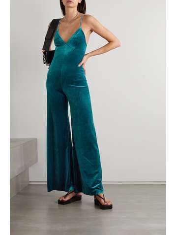 NORMA KAMALI Open-back stretch-velvet jumpsuit