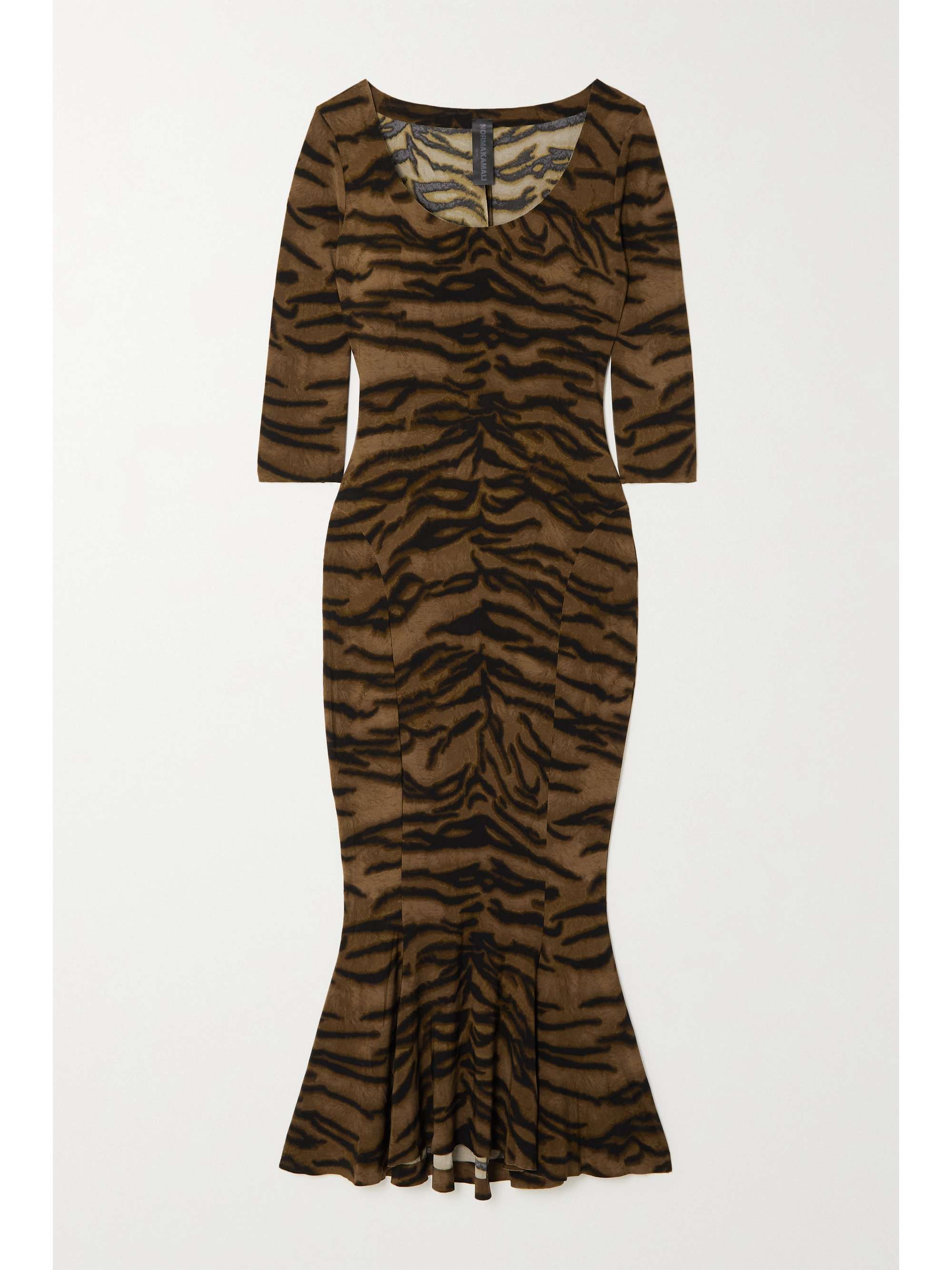 NORMA KAMALI Tiger-print stretch-jersey midi dress | NET-A-PORTER