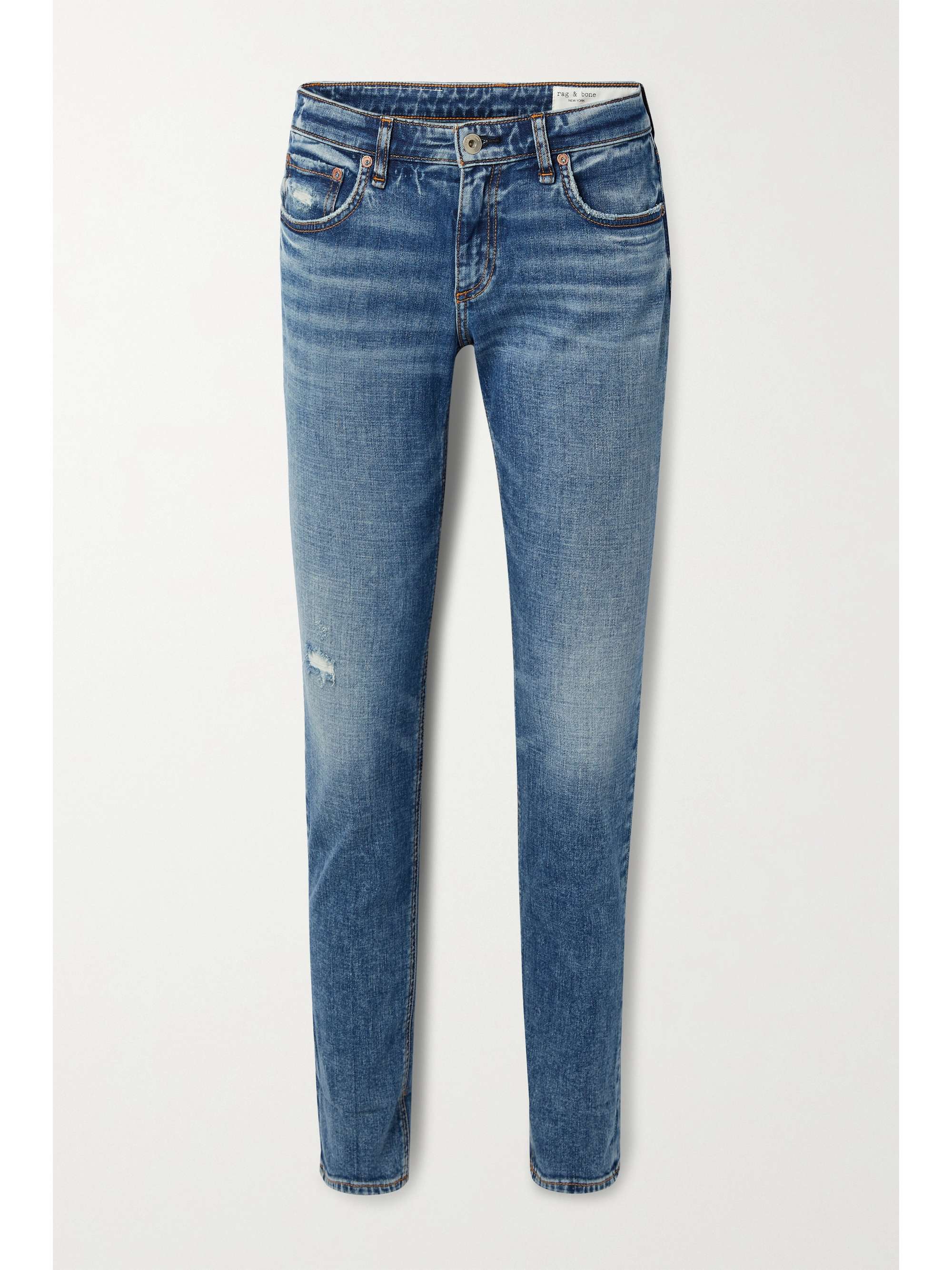 Mid denim Dre cropped distressed 