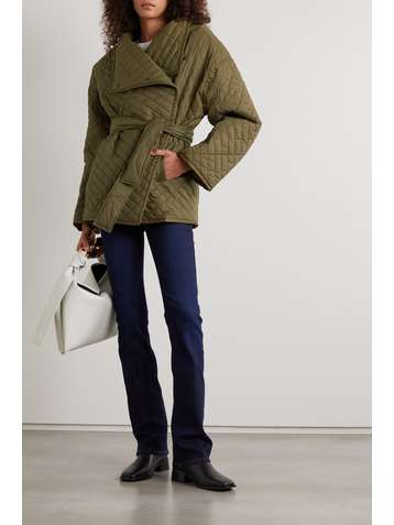 FRAME Belted quilted shell jacket