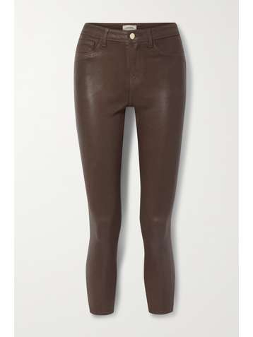 L'AGENCE Margot cropped coated high-rise skinny jeans