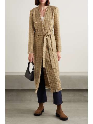 L'AGENCE Oakley double-breasted belted tweed coat