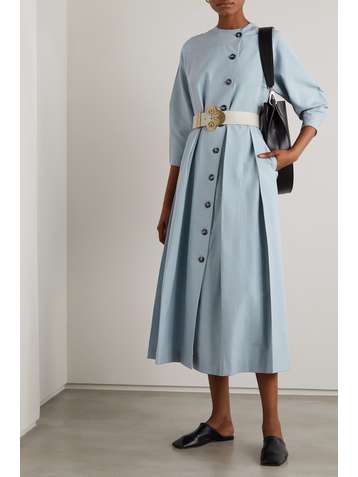 BOUGUESSA Hessa pleated poplin midi dress