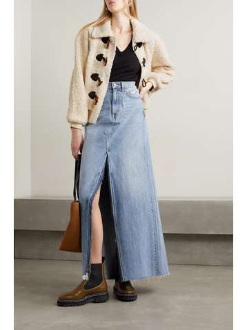 THE GREAT. Faux suede-trimmed bouclé jacket