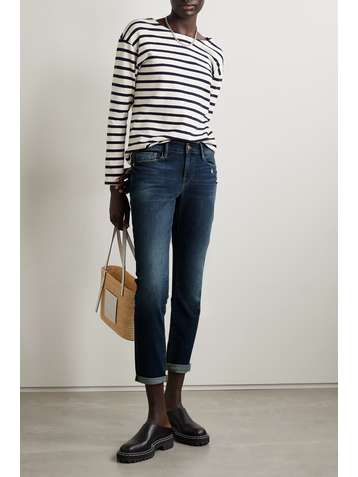 FRAME Le Garcon distressed low-rise slim boyfriend jeans