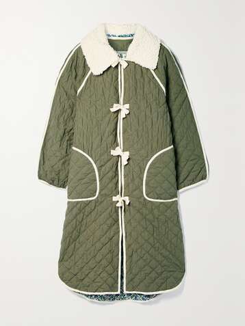 THE GREAT. Reversible fleece-trimmed quilted cotton coat