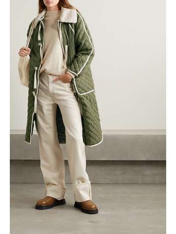 THE GREAT. Reversible fleece-trimmed quilted cotton coat
