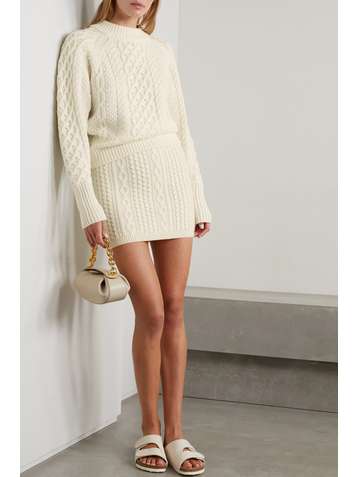 ALICE + OLIVIA Ingrid cable-knit wool-blend mini skirt