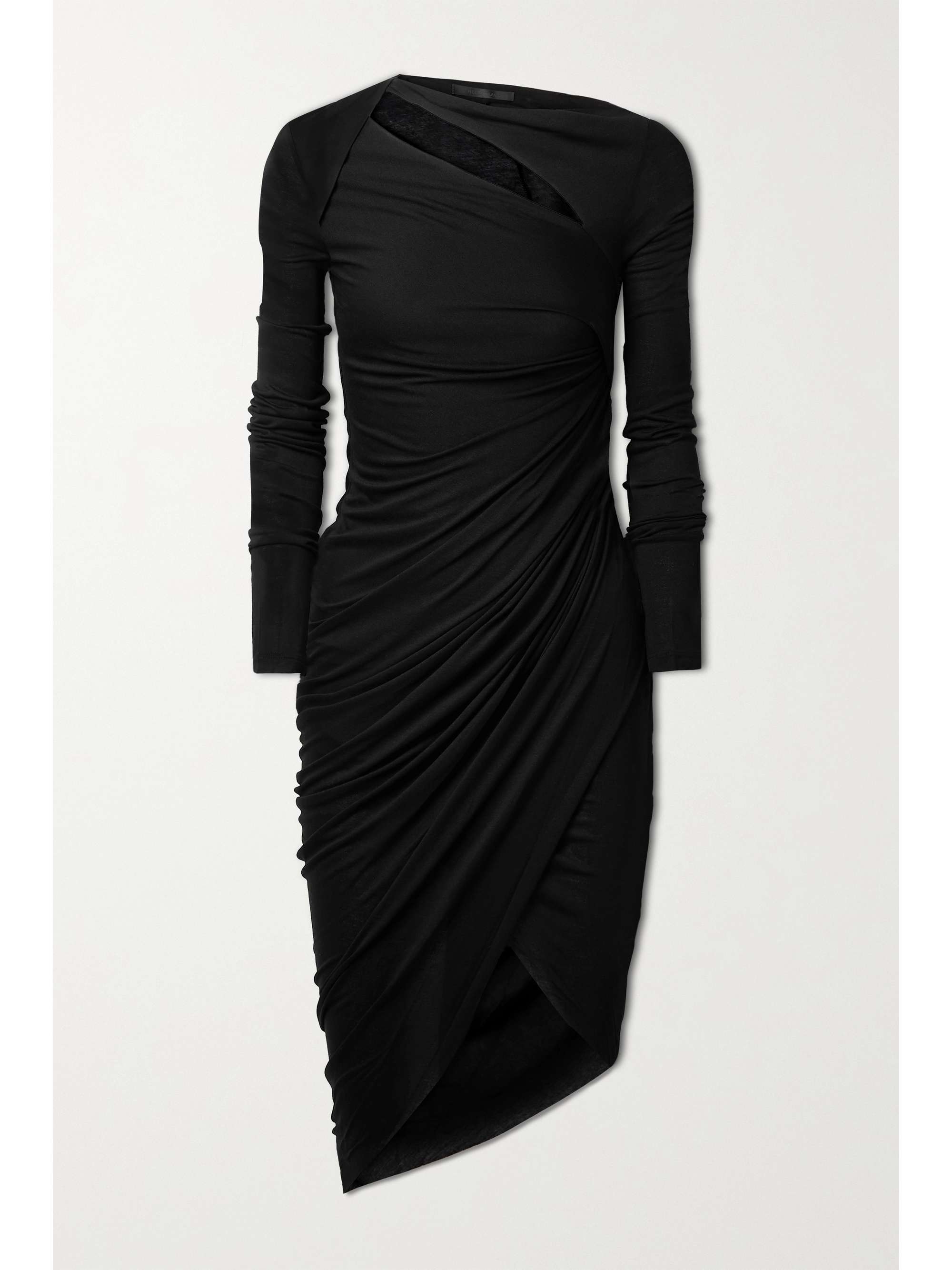 Black Scala asymmetric cutout gathered 