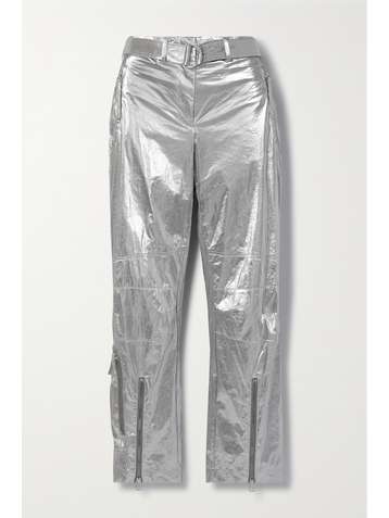 HELMUT LANG Pantalon droit en tissu technique métallisé froissé Astro Foil