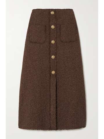 ANNA MASON Lauren button-embellished metallic tweed midi skirt