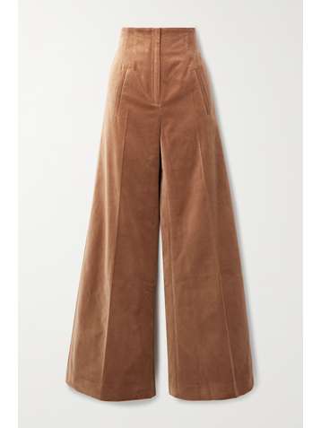 ANNA MASON Beau cotton-velvet wide-leg pants
