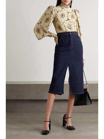 ANNA MASON Harper lace-trimmed crocheted silk blouse