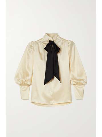 ANNA MASON Colette bow-detailed silk-satin blouse