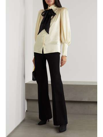 ANNA MASON Colette bow-detailed silk-satin blouse
