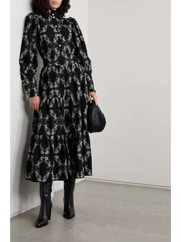 ANNA MASON Deneuve ruffled embroidered cotton-twill blouse