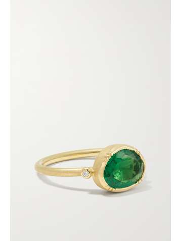 BROOKE GREGSON Dewdrop 18-karat gold emerald and diamond ring
