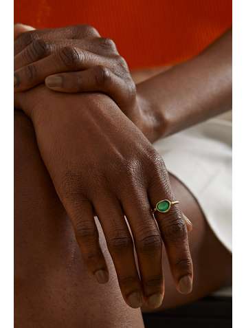 BROOKE GREGSON Dewdrop 18-karat gold emerald and diamond ring