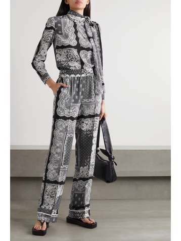 REDVALENTINO Pantalon droit en soie imprimée