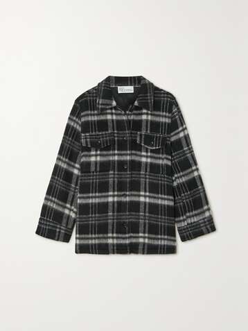 REDVALENTINO Veste en laine mélangée à carreaux et à plis